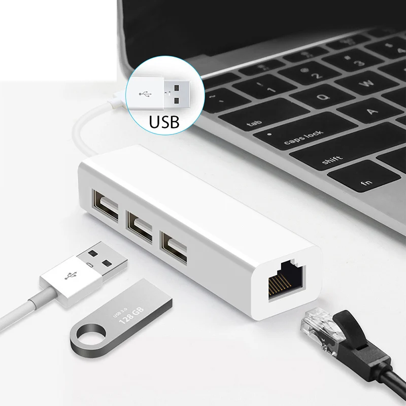 USB Ethernet с 3 портами 2 0 дюйма RJ45 сетевая карта к адаптеру для Mac iOS Android ПК RTL8152