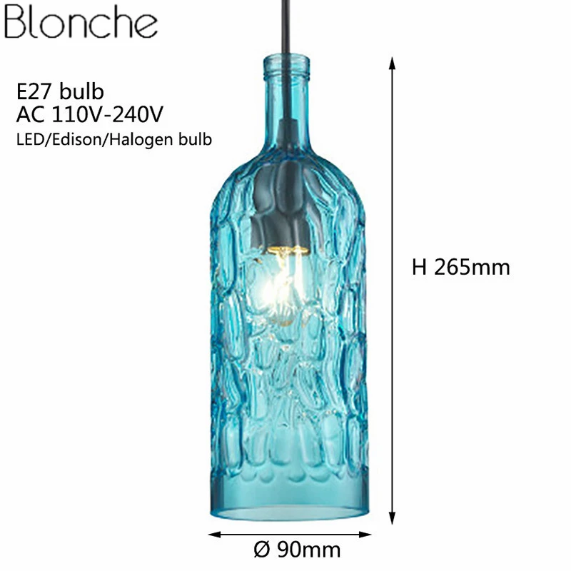 Винтажная Подвесная лампа цветной стеклянный светильник для ресторана кафе бара