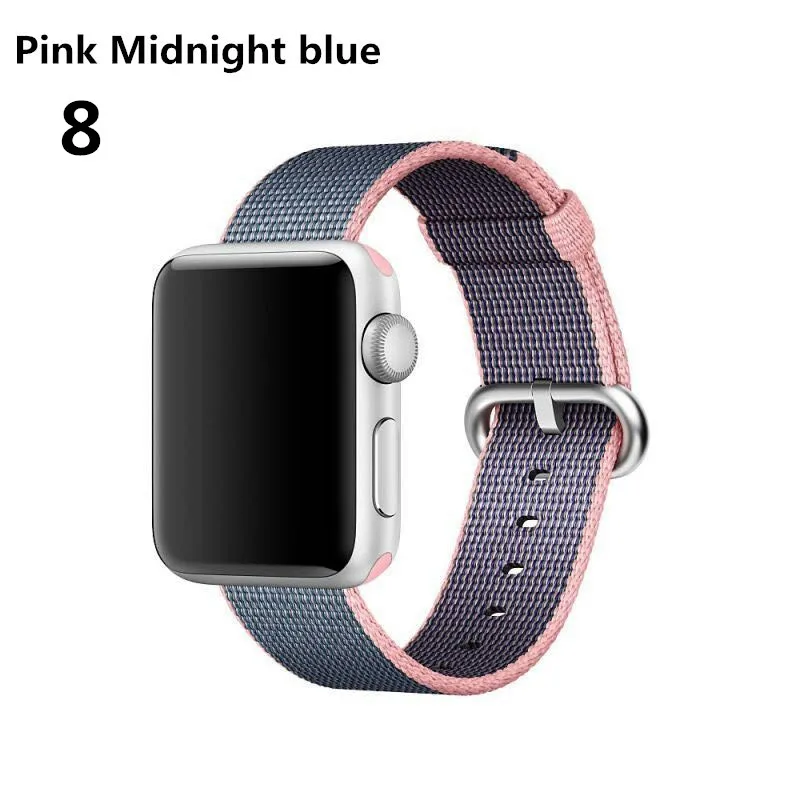 Спортивный тканый нейлоновый ремешок для apple watch band 44 мм/38 мм Iwatch band 42 мм/40 мм correa браслет ремешок для apple watch 4/3/2/1 - Цвет ремешка: pink Midnight blue8