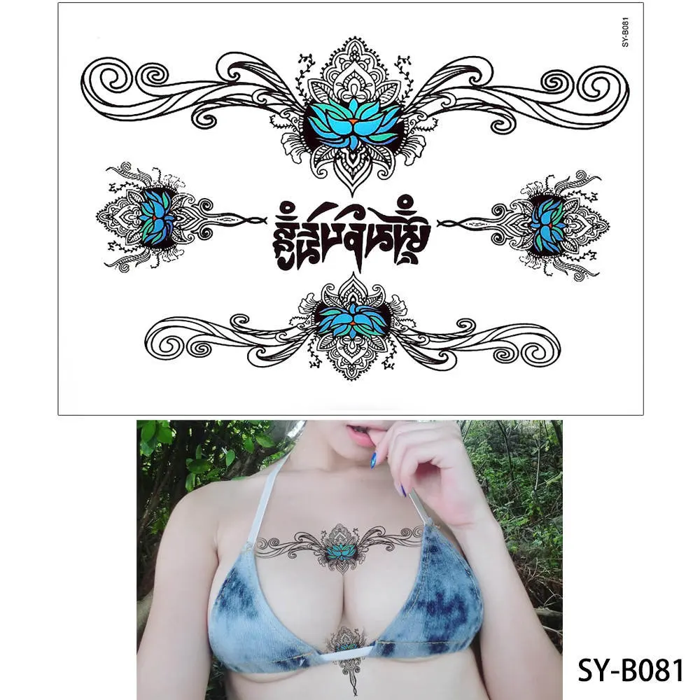 SY-B081 21*15 см glaryyears 24 конструкции 1 лист SY-B Временные татуировки Поддельные Черный Цветок Наклейка Водонепроницаемый тела Книги по искусству татуировки стикеры Henna - Цвет: SY-B081