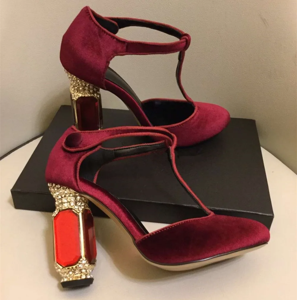 

Women Velvet high heeled pumpns Chic T-type high heels shoes Chic women's party shoes EU35-41 BY604