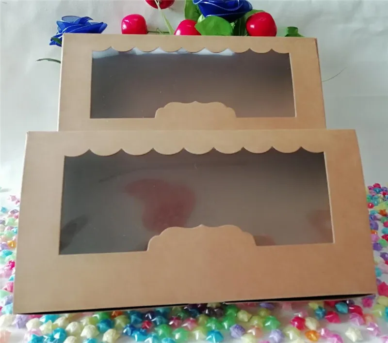 21,5x13,5x5 см крафт-бумага коробка с окном Подарочная коробка cajas de картонная упаковка печенье Макарон коробка свадебный подарок бумажная коробка