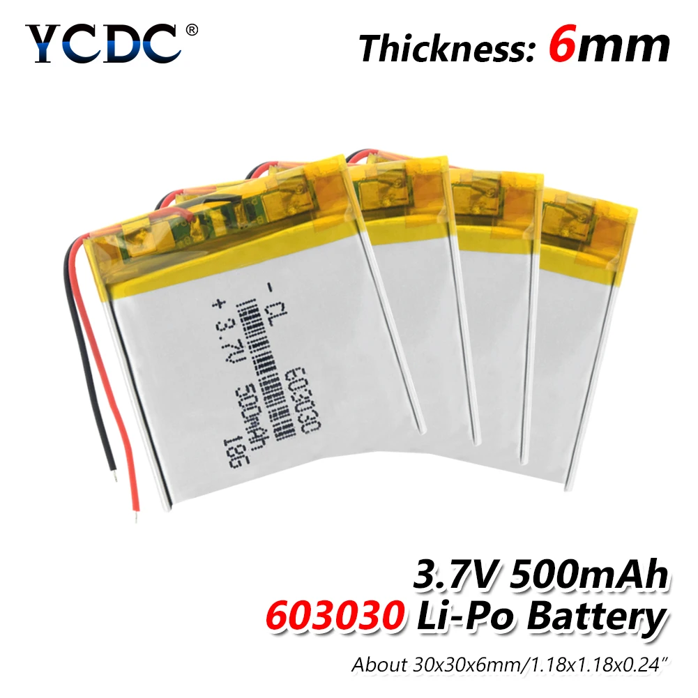 1/2/4 шт 3,7 V 603030 500mAh литий-полимерный аккумулятор Li-po Батарея Перезаряжаемые 3,7 v Напряжение Pcb заряд Защищенный Литий-ионный аккумулятор для Батарея