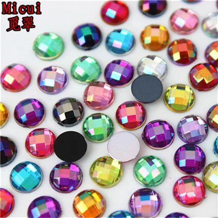 Random Mixed Colors Micui 6/8mm Crystal AB Round Acrylic Nail Rhinestones Flatback Glue On Non Hotfix Stones Appliques For Craft DIY Nail Art MC341 - Цвет: Random Mixed Colors