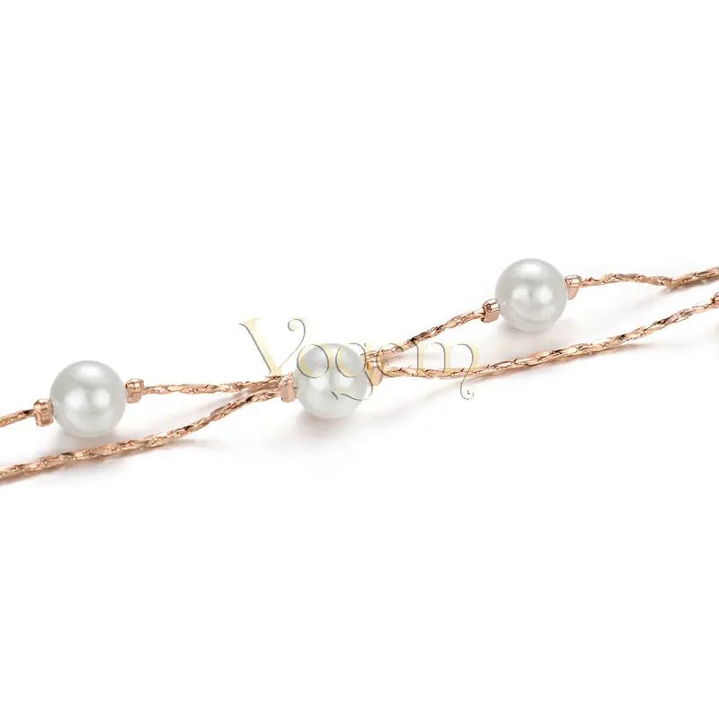 VOGEM Розовое золото Серебряный цепочки на руку жемчуг браслет женский модный