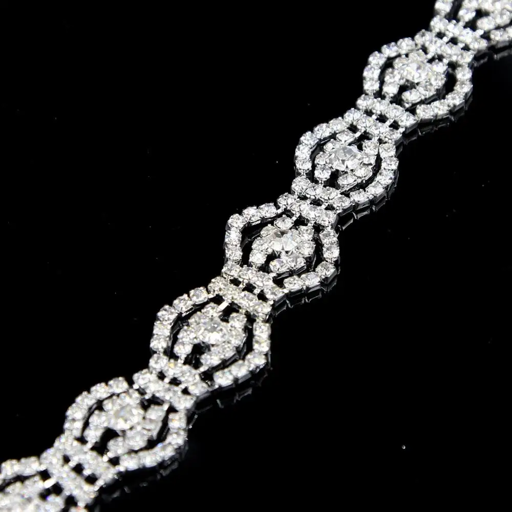 

5Yards Diamante Rhinestone Trim Chain Clear Crystals Banding DIY Wedding Crafts