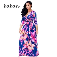 kakan summer new womens large size dress digital printing wind big dress dress chiffon printed beach dress s 3xl 5xl