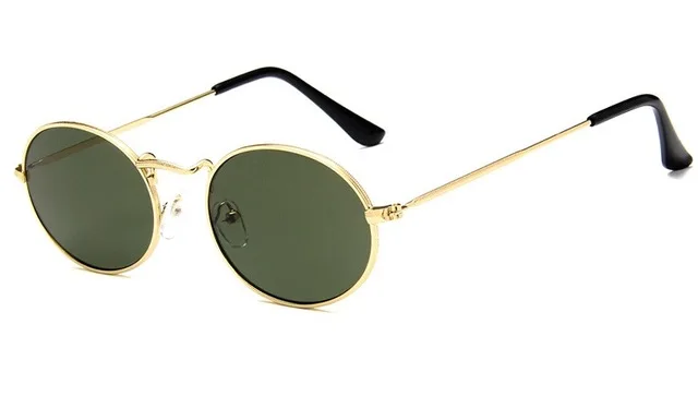 Gold Green ZXWLYXGX винтажные овальные маленькие металлические оправы стимпанк Солнцезащитные очки для мужчин и женщин новые модные солнцезащитные очки женские очки Oculos De Sol - Цвет линз: Gold Green