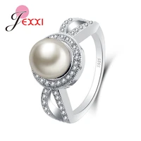 luxury 100 925 sterling silver high quality pearls rings for women wedding engagement cubic zirconia acessories jewelry