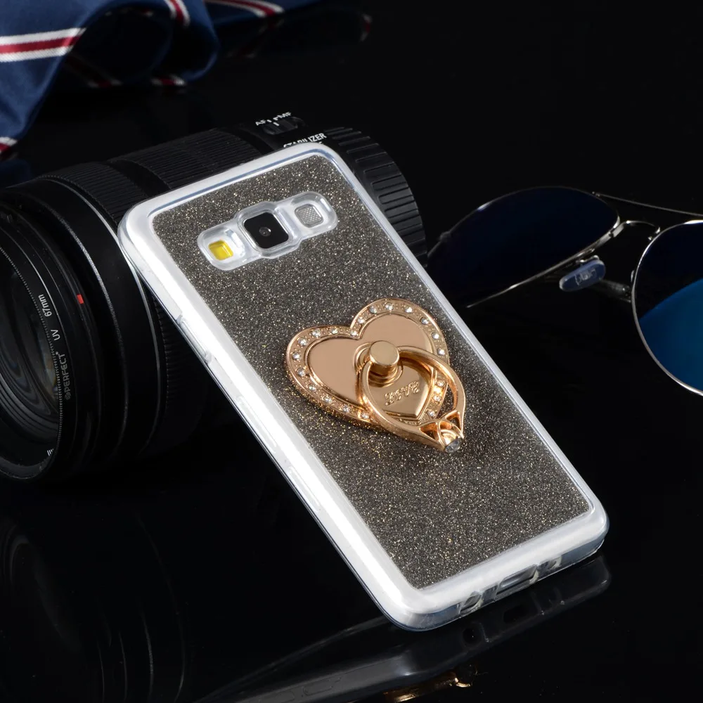 Luxury Glitter Cases For Samsung Galaxy J1 2016 Express 3 J120A J120F 4.5&quot Silicon Diamond Ring Covers Holder Stand Phone Bags |