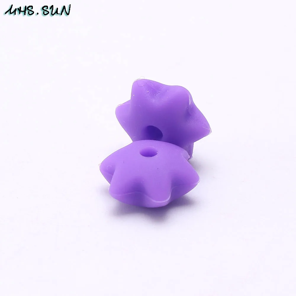 9 medium purple MHS. SUN 10 мм Детские Силиконовые шестиконечные звездочки для прорезывания зубов без бисфенола свободные силиконовые бусины для прорезывания зубов качество еды DIY украшения 50 шт - Цвет: 9 medium purple