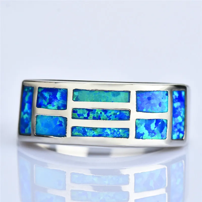 Роскошное кольцо с голубым огненным опалом для мужчин и женщин 10KT обручальные