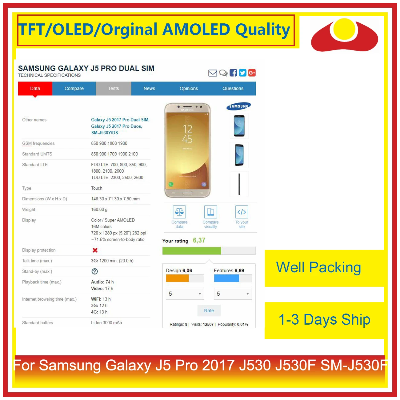 Для samsung Galaxy J5 Pro J530 J530F SM-J530F ЖК-дисплей с сенсорным экраном дигитайзер панель Pantalla в комплекте