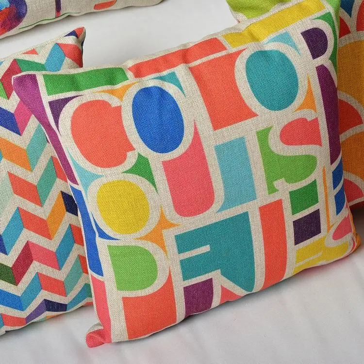 Современная цветная Геометрическая Подушка льняная подушка домашние