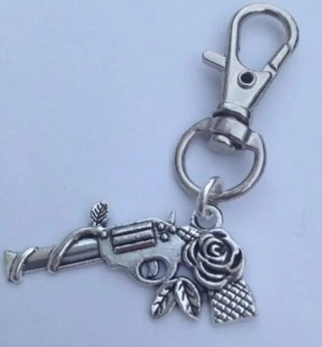 Винтажные серебряные розы пистолет сердце кролик мир голубь Сова замок брелок