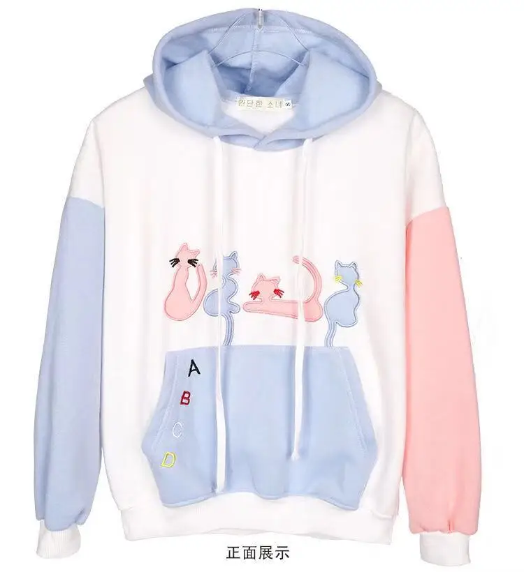 Белый Осень-зима Harajuku модные женские туфли толстовки милый мультфильм Волшебный цвет с капюшоном студент Толстовка Сладкий Свободные Для женщин пуловеры - Цвет: Белый