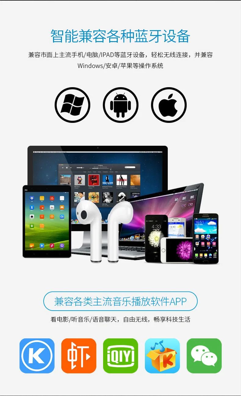 I7S наушники-вкладыши TWS Bluetooth наушники с зарядный чехол Беспроводной близнецов