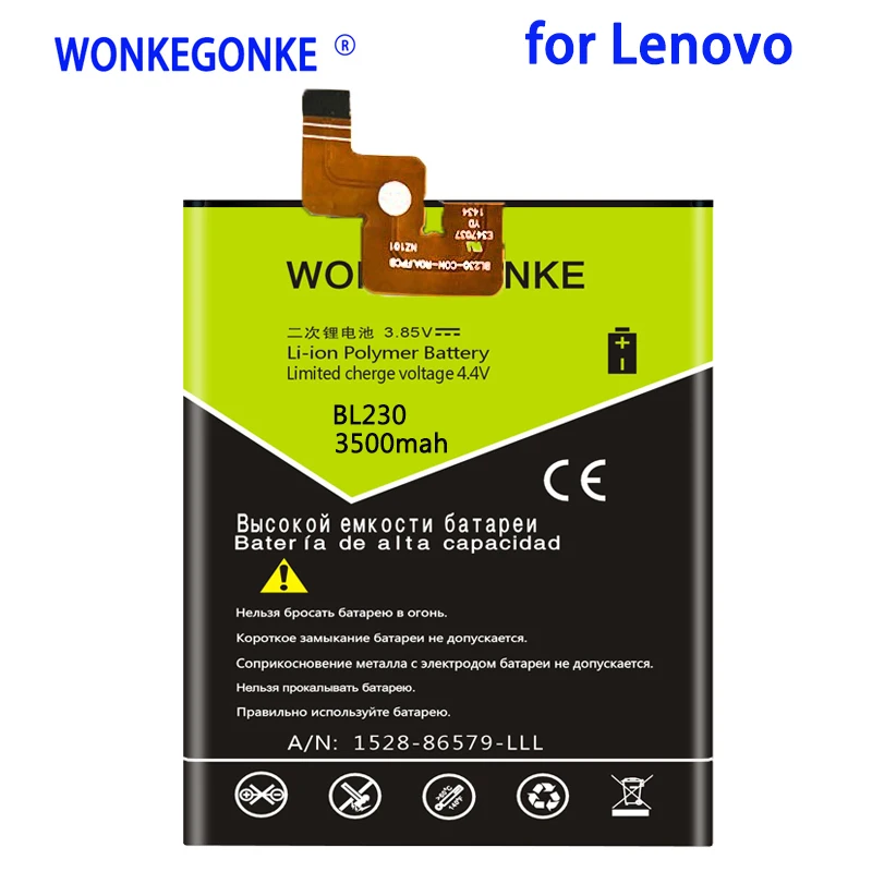 Аккумулятор WONKEGONKE BL230 3500 мАч для Lenovo Vibe Z2 k920 mini k920mini|Аккумуляторы мобильных