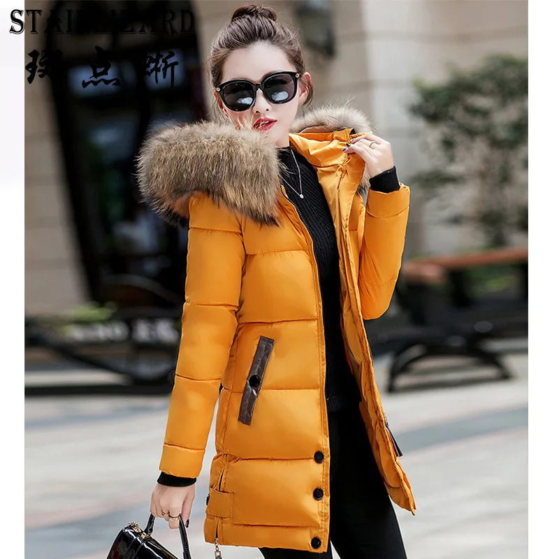 Теплое зимнее пальто из нержавеющей стали Женская парка повседневные женские