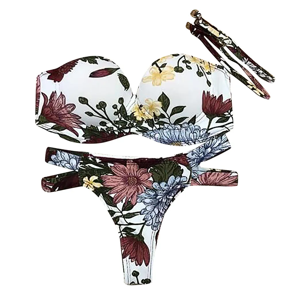 Женский раздельный купальник бикини с принтом летний пляжный костюм