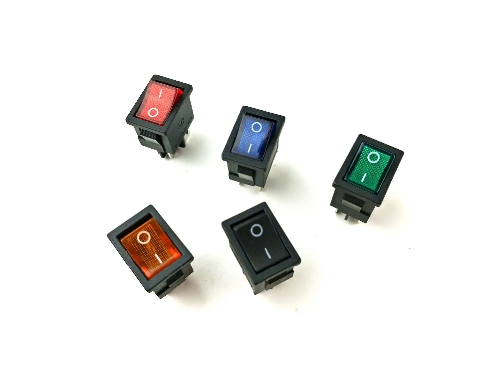 5 шт. KCD1 ВКЛ ВЫКЛ 4Pin клавишный переключатель 6A/10A 250V/125V AC красный желтый зеленый