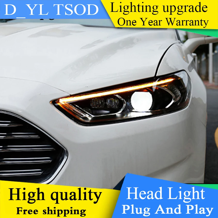 Автомобильный Стайлинг Головной фонарь для Ford Mondeo для Fusion фар в сборе 2013 светодиодный движущийся сигнал поворота Биксеноновые линзы