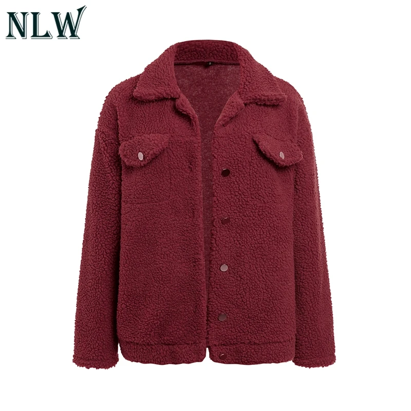 NLW Shaggy Teddy однотонное зимнее пальто куртки повседневные пальто из искусственного меха куртки модные женские пальто