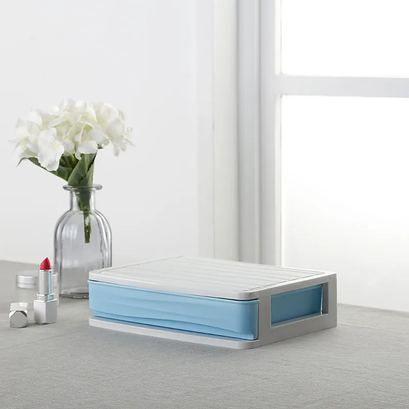 Blue 1 layer Пластиковый косметический ящик, органайзер для макияжа, коробка для хранения косметики, контейнер для ногтей, шкатулка, держатель для рабочего стола, чехол для хранения, держатель - Цвет: Blue 1 layer