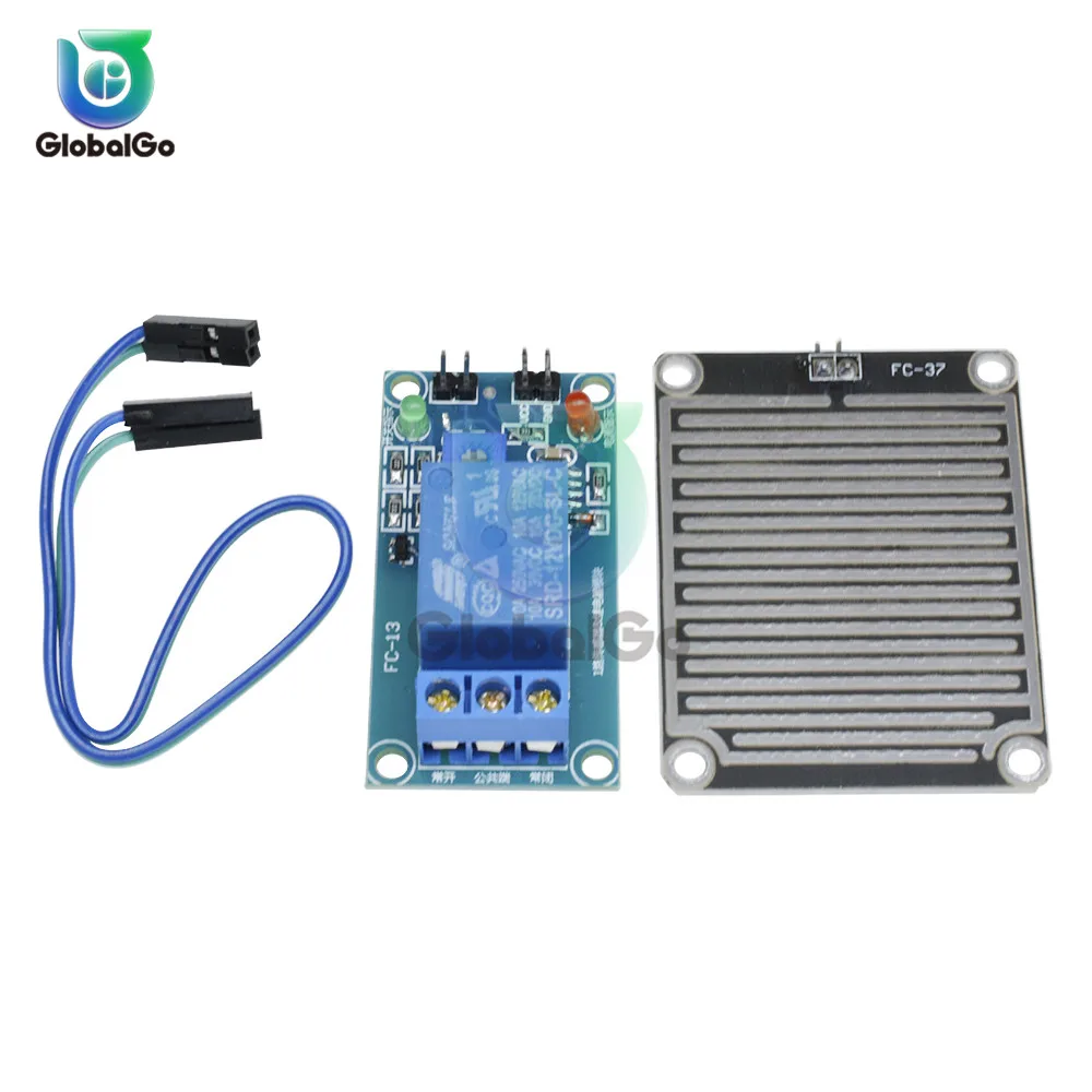 12В Модуль управления реле влажности С 2-контактным кабелем дождь вода Датчик