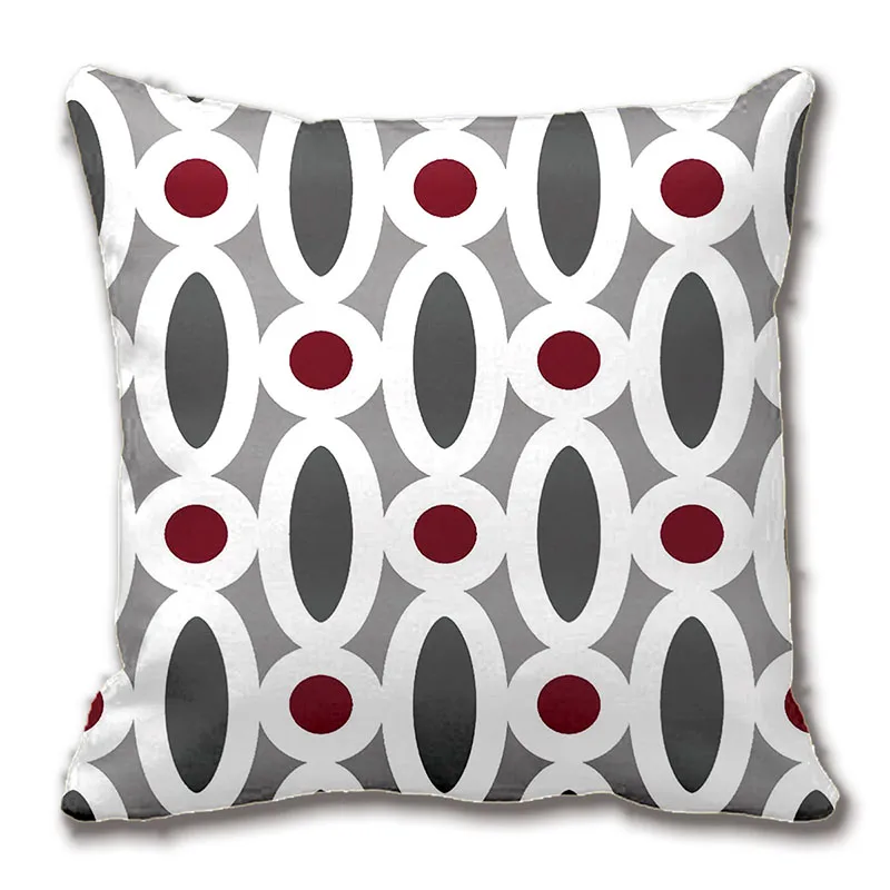 Современные овальные узоры в красном и сером цвете подушки декоративные