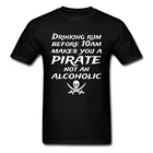 Крутая забавная футболка для мужчин, футболка с рисунком рома, обычная футболка, топы с надписью, одежда с пиратским черепом, 100% хлопок, ретро, оптовая продажа