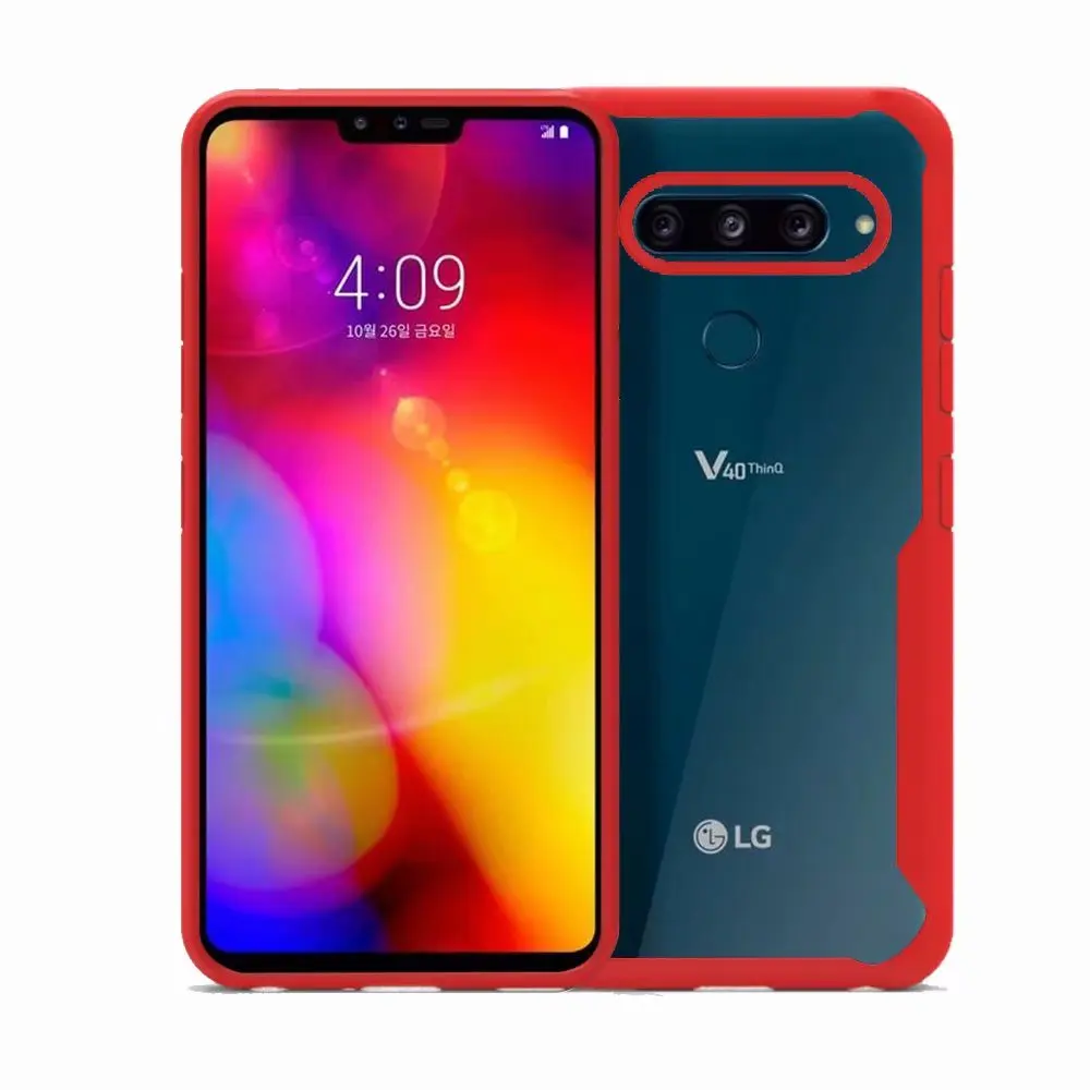 Для lg V40 чехол мягкий силиконовый + прозрачный PC Броня противоударный защитный