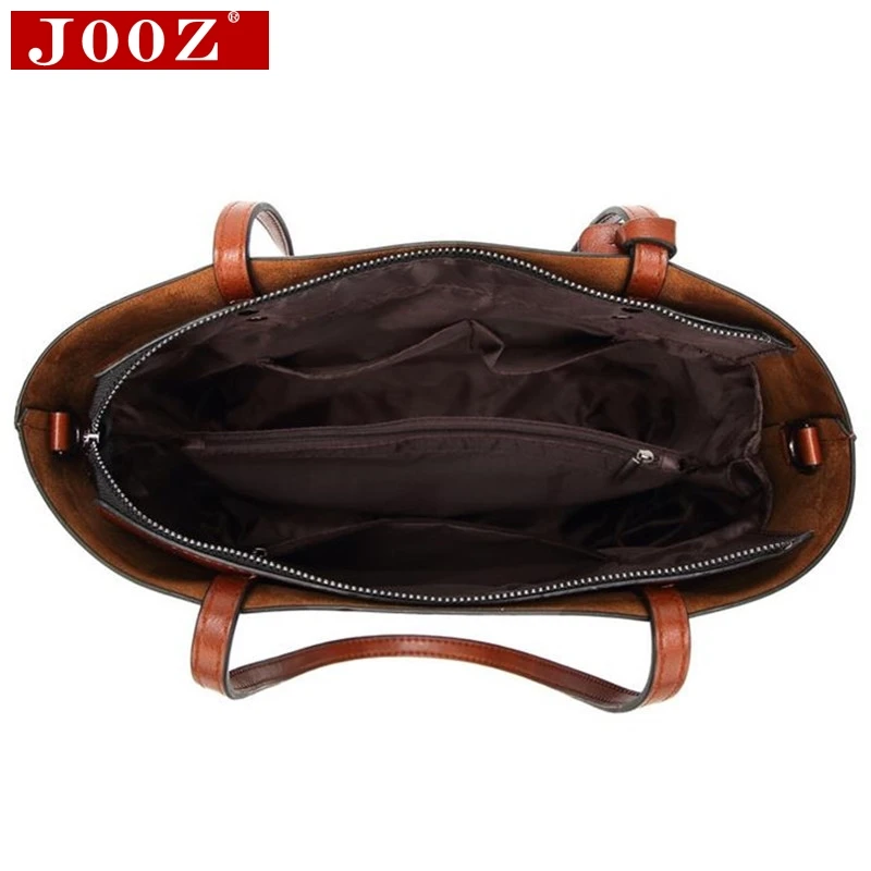 JOOZ Вощеная кожаная сумка-мешок, простые женские сумки на плечо с двойным ремешком, женские сумки-мессенджеры, женские универсальные сумки для покупок
