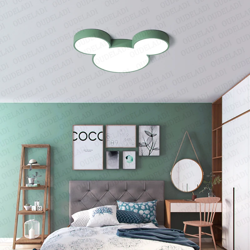 Lámpara de techo Led moderna de Mickey, lustre nórdico de macarrón, decoración para habitación de niños, candelabro, iluminación, accesorios de lámpara led