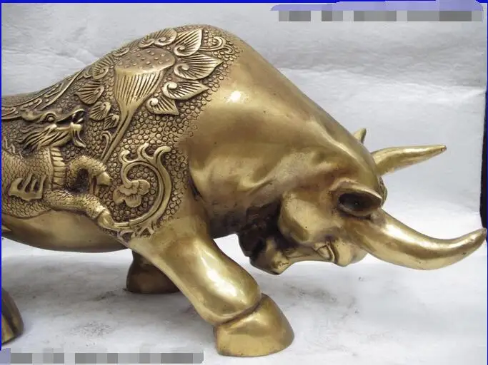 Китайский фольклорный медный Бронзовый Fengshui цветок лотоса Kylin Kilin Крупный