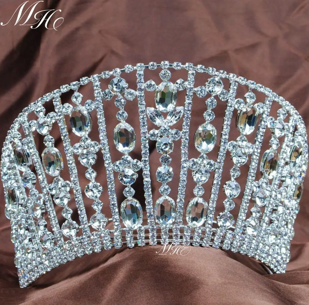 Королевские королевские диадема большие стразы хрустальные короны свадебная