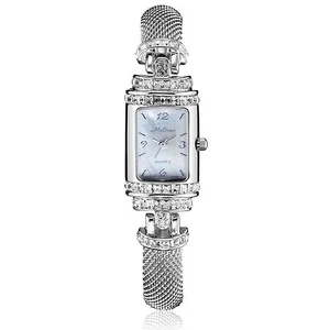 Top Luxury Melissa Lady Women's Watch Elegant Rhinestone Fashion Hours Dress Bracelet Crystal Clock Girl Birthday Gift Box