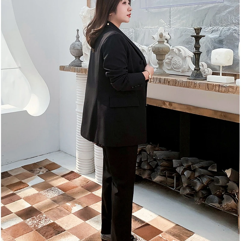 Женский блейзер 2020 черный приталенный двубортный Блейзер большие размеры 5XL