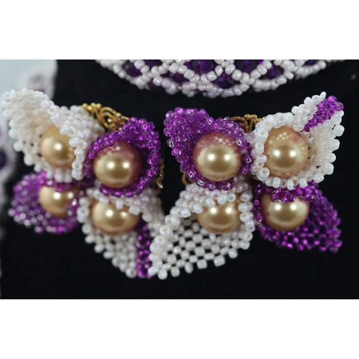 Изящный Белый Фиолетовый Африканский бисер Свадебный комплект ювелирных