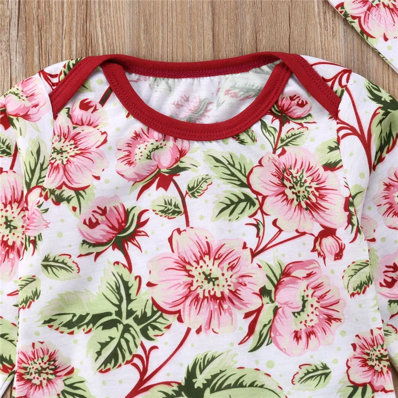 Новый брендовый милый комбинезон для новорожденных девочек с цветочным рисунком