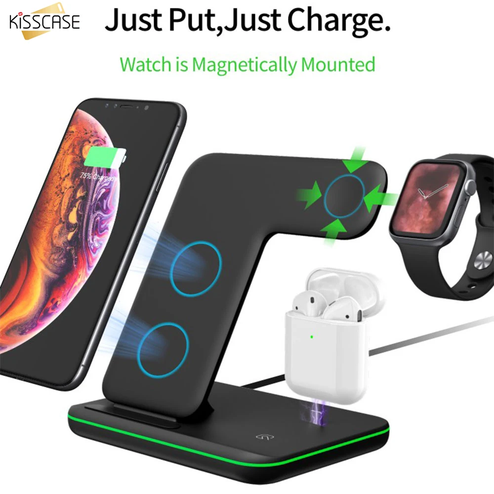 Беспроводное зарядное устройство для iPhone 8 Plus X XS XR Apple Watch 4 3 2 1 10 Вт | Мобильные