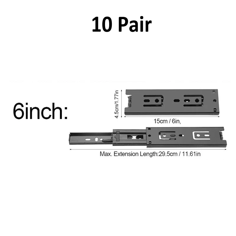 10 pair 6inch 1 пара/10 пар 15 см 20 см направляющая для выдвижных ящиков, направляющая для выдвижных ящиков, направляющая для кухонного шкафа, направляющая, инструмент - Цвет: 10 pair 6inch