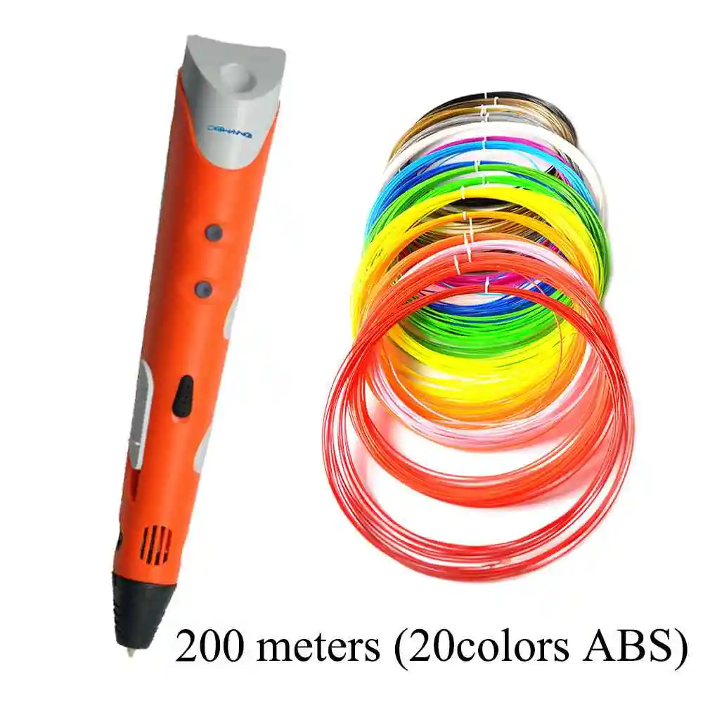 Orange 200meter ABS DEWANG 3D ручка Scribble 1,75 мм ABS нити 3D-принтеры ручка подарок на день рождения ABS 3d печати ручка для школы гаджет 3D ручки творчества - Цвет: Orange 200meter ABS