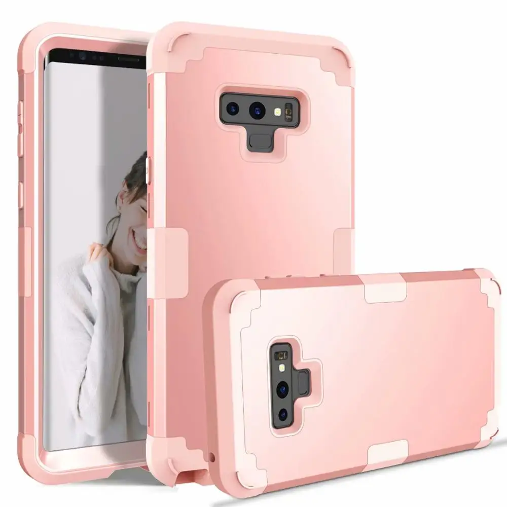 Rose gold Противоударный чехол для телефона samsung Galaxy S9 S8 Plus Note 8 9 чехол PC+ TPU 3 слоя гибридный защитный чехол на 360 градусов - Цвет: Rose gold