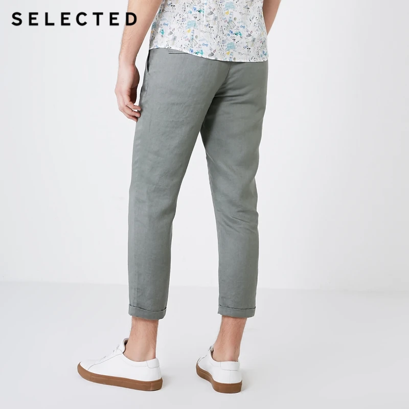 Мужские льняные укороченные брюки S | 419214524 Мужская одежда