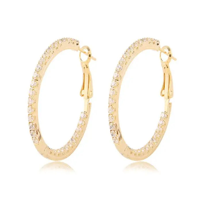 Eye-ослепительно золотой тон кристаллы стразы хооп Earrings-1sets | Украшения и