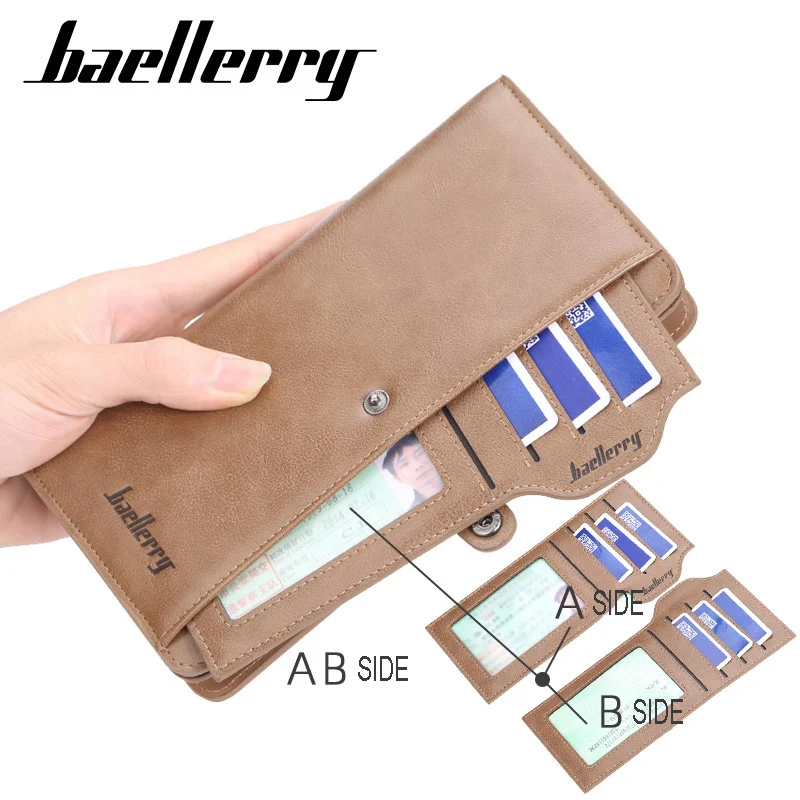 Baellerry, роскошные Брендовые мужские кошельки, длинный мужской кошелек, мужской клатч, кожаный кошелек на молнии, мужской деловой Кошелек для монет