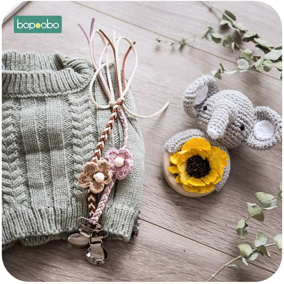 Bopoobo Baby винтажная вязаная крючком хлопковая пустышка с зажимами на цепочке