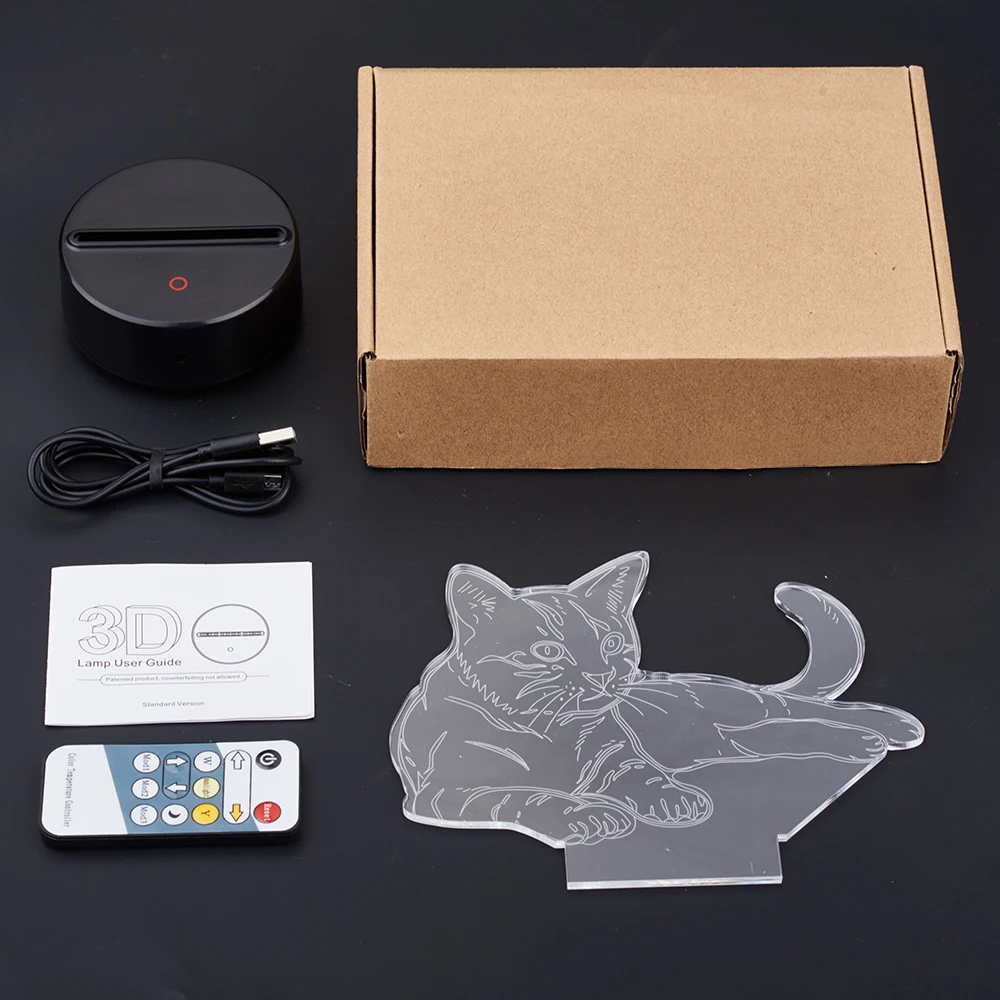 Акриловый СВЕТОДИОДНЫЙ 3D ночник в виде кошки креативсветильник окружающий