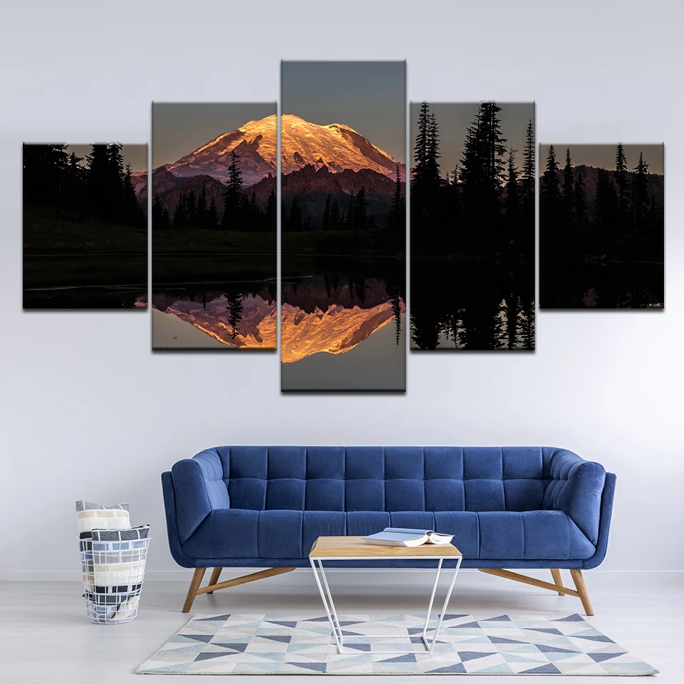 Картина &quotзакат&quot на озере с креплением в парке Ренье 5 шт. настенная